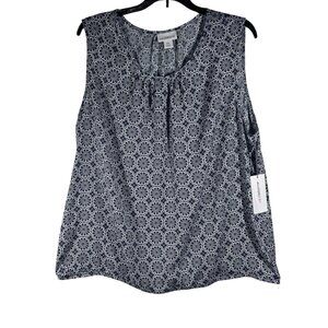 Liz Claiborne Womens Sleeveless Blue Floral Tank Top Size‎ Medium Polyester NWT